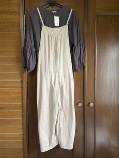 新品タグ付き　2点セット　SM2 ベージュ サロペット バルーン袖トップス付き