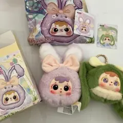 三小毛　サミュエル　紫うさぎ（芋泥）　グリーンの垂れ耳うさぎ（緑緑）　２つセット