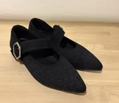 ⭐︎新品⭐︎VIVAIA ブラックラメポインテッドトゥフラットシューズ