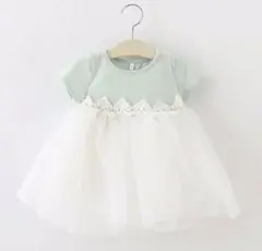 新品 90cm リボンベビーワンピース?ミントグリーン