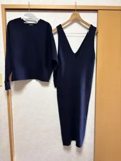 美品 PLST プラステ リブニットセットアップ ワンピース レイヤード