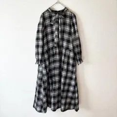 トゥービーバイアニエスベー　ウール チェック ロング ワンピース　36