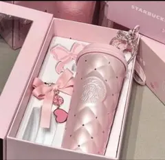 中国スターバックス　ステンレスタンブラー　ラインストーン　バレンタイン　チャーム