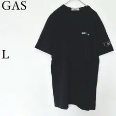 ガス GAS Tシャツ 半袖 L 黒 ロゴプリント イタリア製 カジュアル 綿