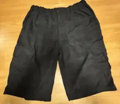 Navy 黒いカーゴショートパンツ ゴムウエスト
