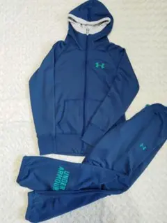 アンダーアーマー スウェット ジャージ セットアップ フード ネイビー S M