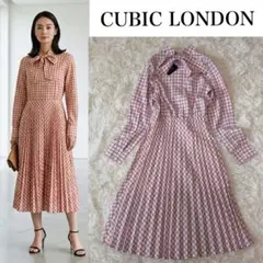 タグ付新品✨ ボウタイ プリーツワンピース チェック柄 上品 クラシック　M