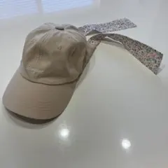 ikka Bonjour刺繍ベージュキャップ 花柄リボンのサムネイル