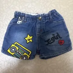 デニムショートパンツ 約95cm カラフル刺繍