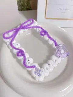 ホイップデコ 硬質カードケース B8 紫 毛糸 リボン ハート