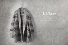 L.L.Bean ノルディック柄 ウール混ロングカーディガン L ガウン