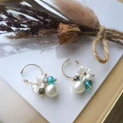 No.328　鈴丸パール　イヤーカフ　ハンドメイド