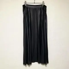 qq628 ZARA woman ザラ/大きめレザー風ロングスカート/薄手/黒