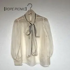 【ROPE PICNIC】ボウタイ付きシアーブラウス 長袖 ホワイトのサムネイル
