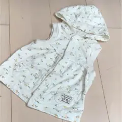 ベスト フード付 女の子 80 小花柄