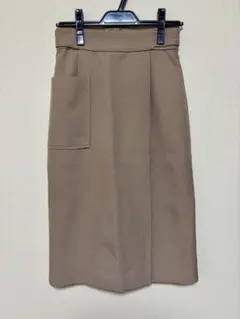 VIS＊キャメル タイトスカート サイドポケット付き