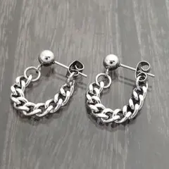 ALLステンレス製★太めチェーンスタッドピアス★2個★