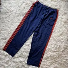 adidas トラックパンツ XL ネイビー×レッド 3ライン