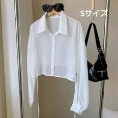 新品　シアーシャツ　カーディガン　透け感　韓国　海外　人気　ホワイト