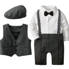 フォーマル 5点セット 帽子付き 紳士風 ロンパース 60-90ベビー服 男の子