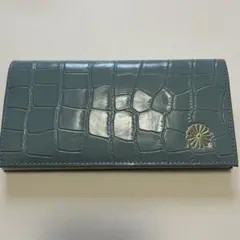 皇室 クロコダイル型押し 牛革 長財布 菊紋入り ライトブルー 水色のサムネイル