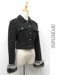 H545/美品 SPORTMAX ツイードジャケット ショート丈 シルク混 38のサムネイル