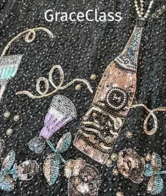 美品✨グレースクラス 総スパンコール刺繍 ワンピース シャンパン 36 黒