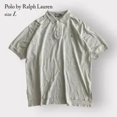 ★【USA製】ポロラルフローレン ポロシャツ L グレー 90s 鹿の子