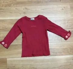 ニットプランナー 90cm 赤い花柄刺繍フレア袖Tシャツ