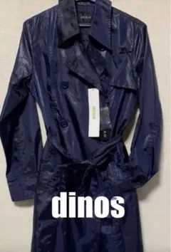 新品未使用★ ディノス dinos ★薄手トレンチコート／ブルーM／ポーチ付のサムネイル