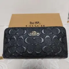 人気のCOACH コーチ財布　ブラック長財布　シグネチャーチ財布