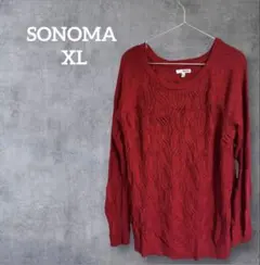 SONOMA ソノマ 赤 ケーブルニット セーター 【XL】セーター