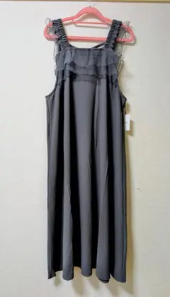 GRL バックリボンフリルフレアロングワンピース