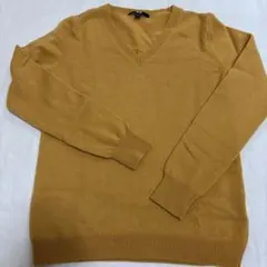極美品ユニクロ　カシミヤ100% ニット　vネック黄色　M