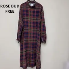 ROSE BUDシャツワンピース/FREE/レーヨン/チェック　ローズバッド