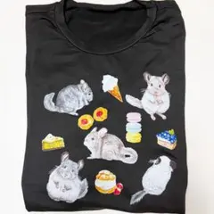 【オリジナル】チンチラスイーツ　長袖Tシャツ　ロンT 黒　女性Lサイズ