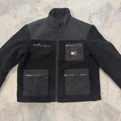 TOMMY JEANS ブラックフリースジャケット L