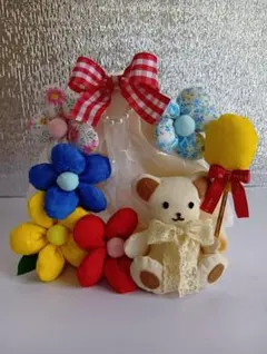 トライアングルリース花いっぱいクマちゃんのサムネイル
