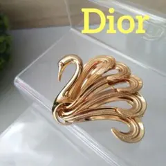 美品 希少 Dior　ディオール　ヴィンテージ　白鳥　　ゴールドトーン　ブローチ