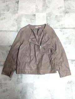 ライダースジャケット ノーカラー グレージュのサムネイル