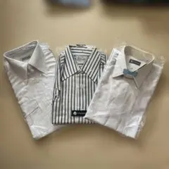 ホワイト半袖シャツセット（ストライプ・無地）