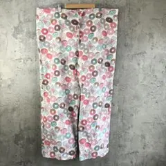 Y5405古着　柄パンツ　パジャマパンツ　白　90s Y2K
