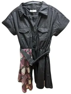 CECIL McBEE 半袖シャツワンピース ブラック