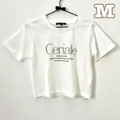ロゴ刺繍Tシャツ　クロップド丈