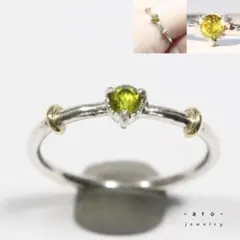 レアストーン✳︎ファイア感じるクロムスフェーンのK10小ワッカシルバーリング11号 レアストーン✳︎ファイア感じるクロムスフェーンのK10小ワッカ