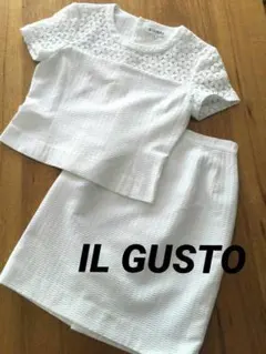 セットアップ　入学式　ジャガード　マーガレット刺繍　白　日本製　綿100%