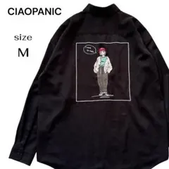 チャオパニック CIAOPANIC シャツ M 黒 イラスト バックプリント