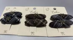 チェック柄ヘアピン3個セット