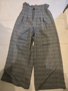 ピンクラテ　チェック柄 ワイドパンツ M/150
