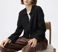 GU ミラノリブポロカーディガン ブラック Mサイズ